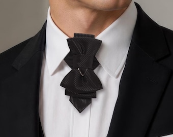 Black Jacquard Geometric Wedding Bow Tie – Vertical Accent Formal Neckwear