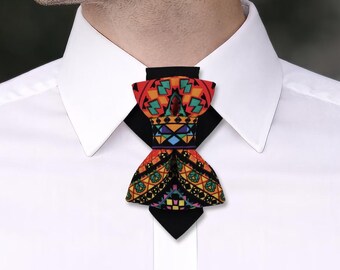 Colorful Bow Tie for Men – Unique Wedding Bow Tie, Artistic Statement Tie, Handmade Designer Necktie