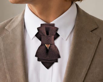 Handmade Chocolate Brown Bow Tie Cravat: Unique Autumn Neckwear