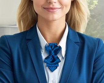 Damen blaue Krawatte mit Blasen verziert, stilvolles Accessoire für Damen, stilvolle Krawatte für Frauen, elegante Krawatte,