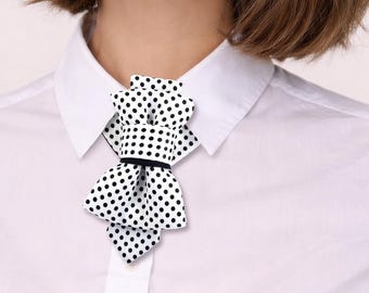 Polka Dot Short Necktie – Handmade Rayon Bow Tie Alternative for Women