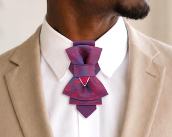 Purple Blue Two-tone iridescent Peysli jacquard  Bow Tie for Men – Handmade Wedding Tie