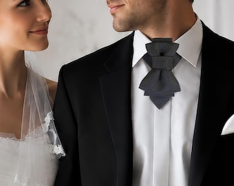 Black Bow Tie with Dots: Handmade Luxury Wedding Necktie