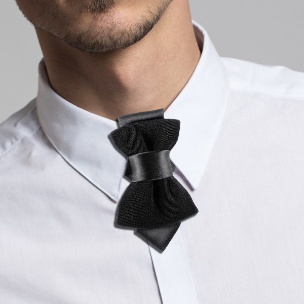 Black velvet bow tie, Unique design black tie for men, Wedding black tie, Ties for Men