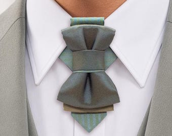 Green Bow Tie: Elegant Birch Design, Lithuanian Crafted, Stylish groom tie