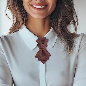 Tie for women &quot;Caramel&quot;, Brown and gold elegant lady stylish neckwear, formal female bow tie outfits, Stylish Bow Tie for Women, gift her