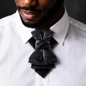 Cravate noire avant-gardiste – Cravate sculpturale pour homme