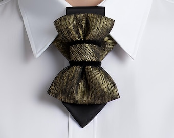Black & Gold Handmade Necktie for Women: Versatile Brooch Pendant