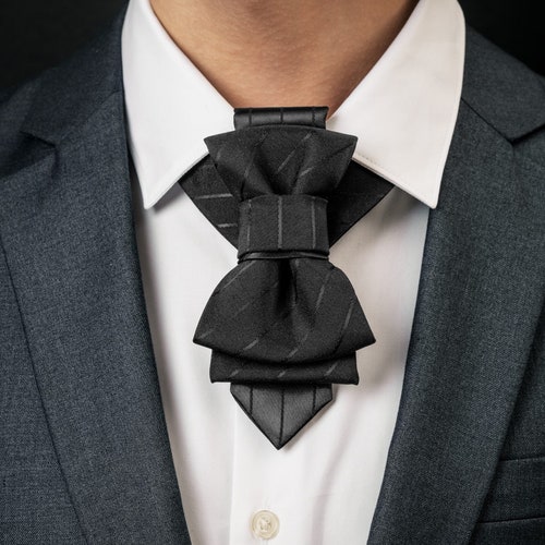 Unique Black Tie Wedding Bow Tie Groom Necktie Original Etsy