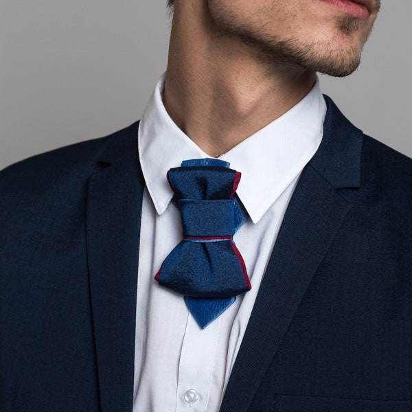 Nœud papillon bleu pour homme, Cravate bleue de mariage unique, Cravate élégante
