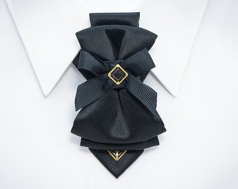 Black bow tie for women, Beautiful accessory for fashion lover, Business Women Gift, Ladies Adjustable Pre tied Bowtie