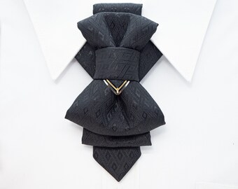 Black bow tie, Original hand made groom bowtie, Elegant and Unique tie. Tie alternative