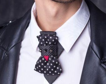Black Star Bow Tie: Handmade Gothic Neckwear, Performer Accessory