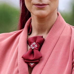 Bordo stylish tie accessory for women, Necktie for elegant lady, Bordo cravat for women, Unique tie for lady, Stylish bow tie for women