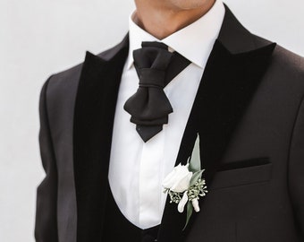 Bow tie for men wedding black necktie for stylish cavaliers gift necktie for groom luxury accessory for suite unique design party black tie