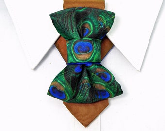 Tie for women Peacock, Unique necktie for fasion lovers, Colourful original tie for ladies