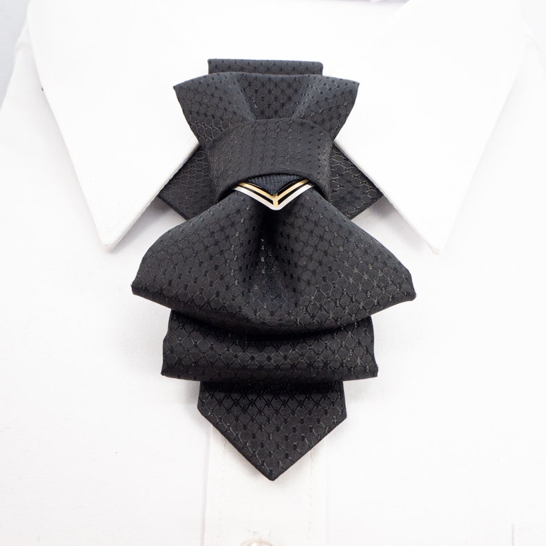 Black bow tie, Original groom bowtie, Elegant stylish and unique wedding tie, black stylish necktie
