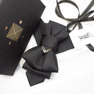 Black bow tie, Original groom bowtie, Elegant stylish and unique wedding tie, The tie that dresses you up, gift for father