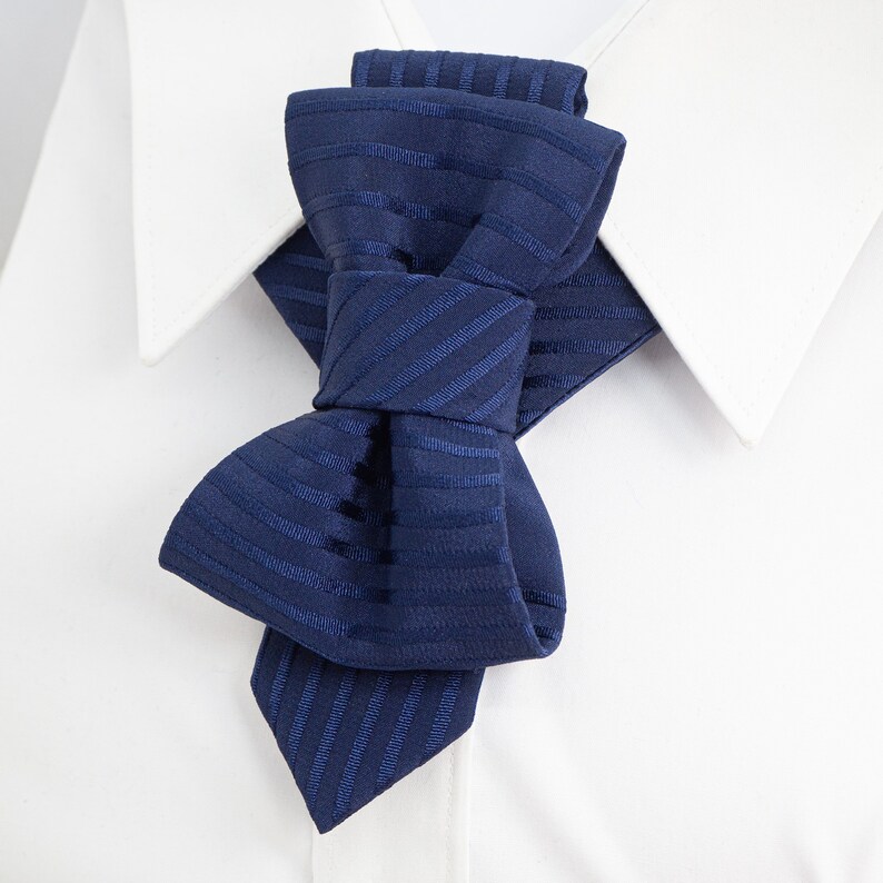 Blue wedding bow tie, Unique design tie for men,  Blue luxury hand made necktie for groom, Blue bow tie, Necktie for elegant and stylish men side view