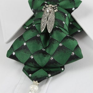 Green elegant tie for women, Handmade elegant ladies necktie, Stylish Neckwear For Women