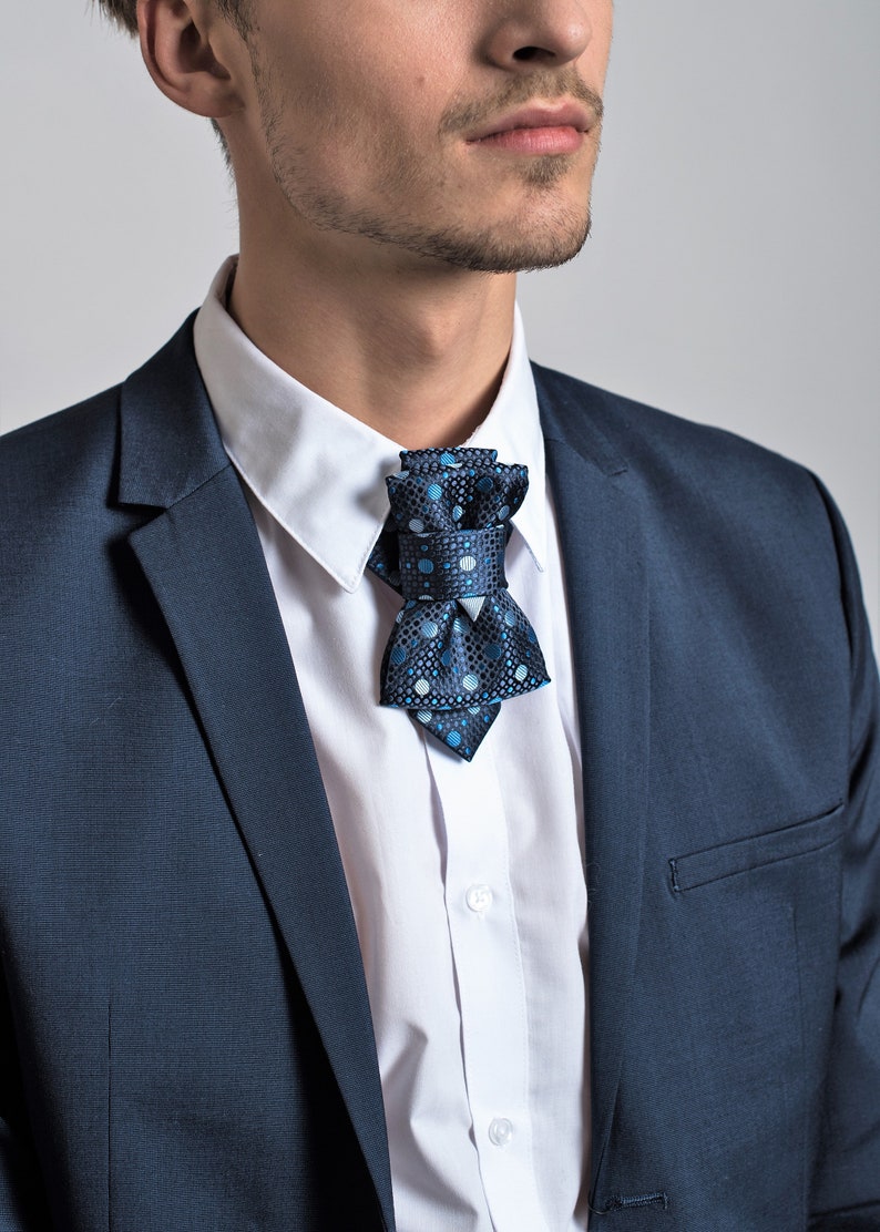 Elegant bow tie, Blue tie for men, Wedding bowtie created by Ruty Design image 3