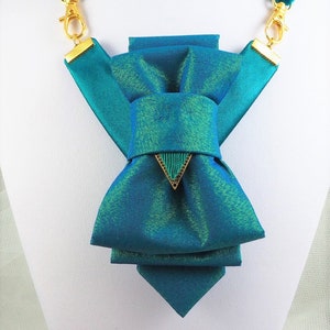 Turquoise Blue Metallic Bowtie for women, Original design ladies tie, Luxury neck accessory for women Stylish Neckwear For Women image 2