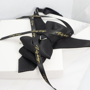 Black bow tie for wedding, wedding black tie, unique tie for groom, vertical bow tie