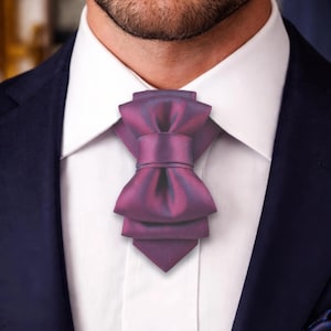 Handmade Vertical Bow Tie: Unique Purple Tie for Men