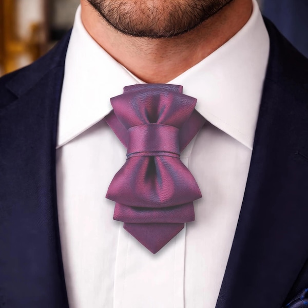 Handmade Vertical Bow Tie: Unique Purple Tie for Men