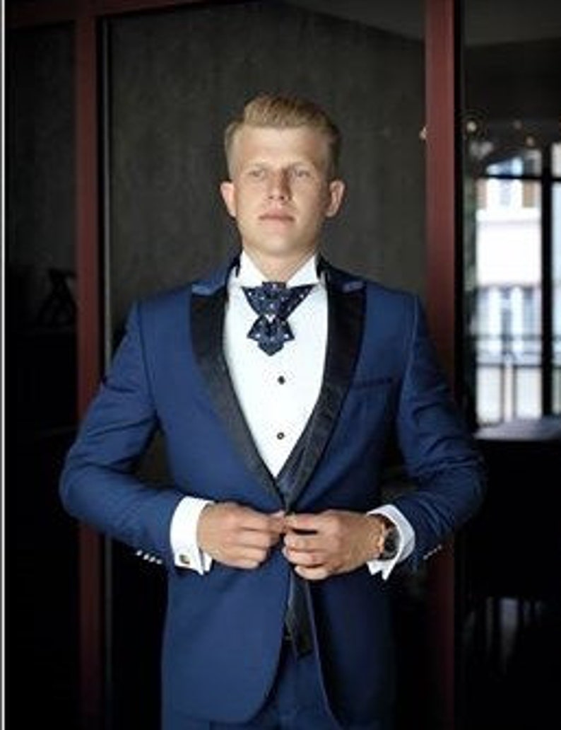 Elegant bow tie, Blue tie for men, Wedding bowtie created by Ruty Design image 5