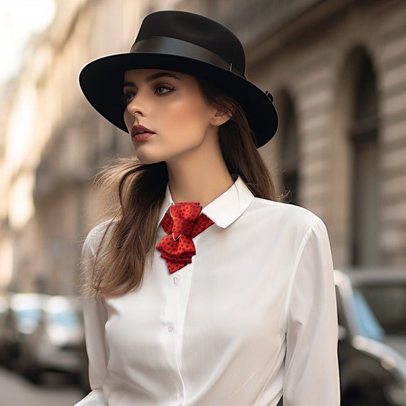 Red Stylish Necktie for Ladies, Elegant Red Tie for Women