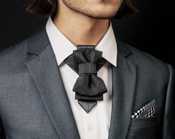 Premium Black Wedding Bow Tie – Unique Handmade Tie for Groom, Creative Necktie for Him, Elegant Formal Accessory for Stylish Men