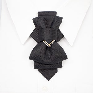Black bow tie, Original groom bowtie, Elegant stylish and unique wedding tie, black stylish necktie, mens necktie, black necktie