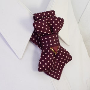 Tie for women, Dotted chestnut color bow tie for women, Women's luxury pre tied necktie, Perfect Gift for Her, Girls neck accessorie image 4