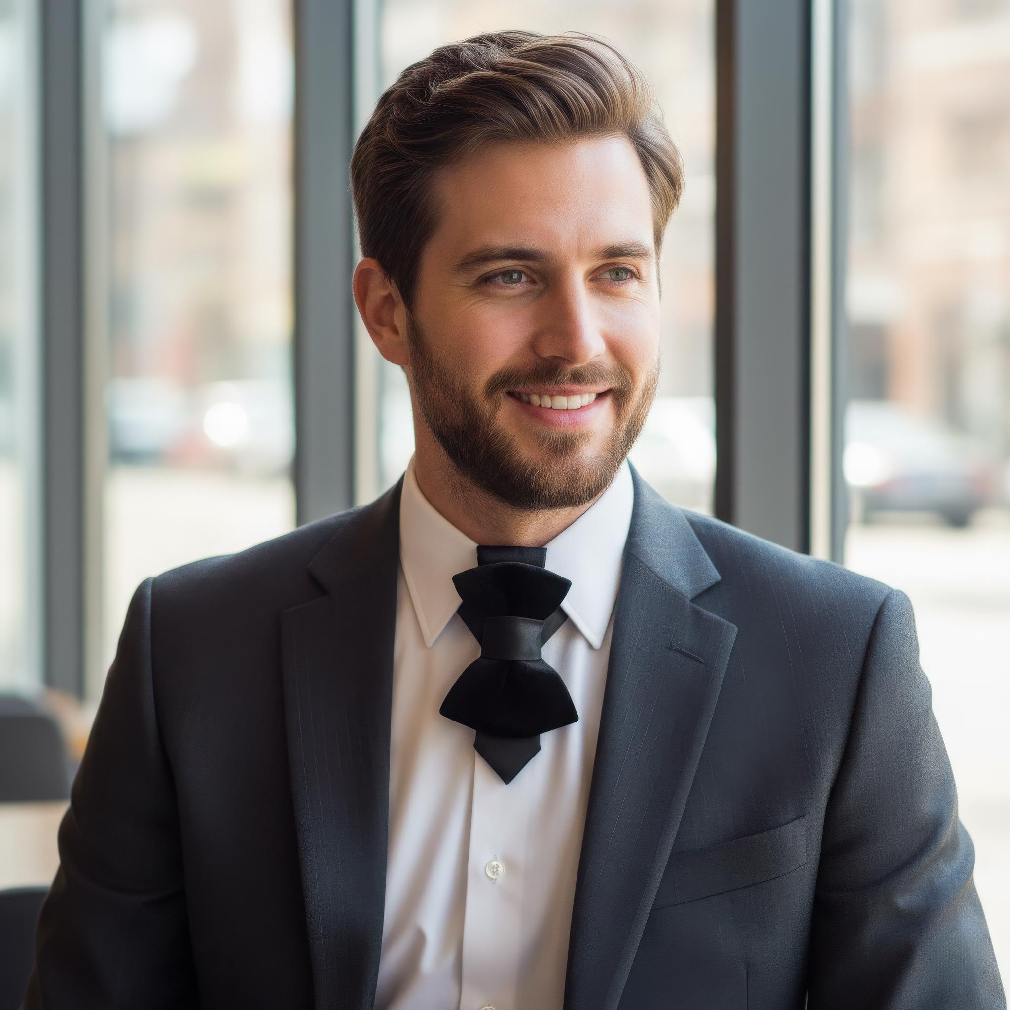 Black Velvet Bow Tie: Unique Men's Wedding Tie, Handmade in Lithuania