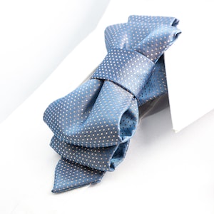 Creative blue bowtie necktie with dots, Original wedding tie, Elegant and stylish necktie