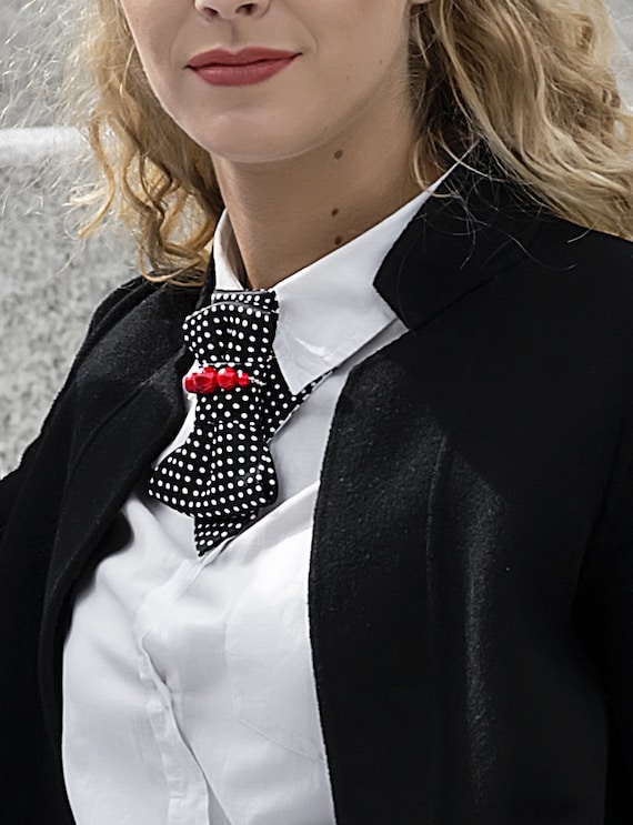 Spotted Tie for Women White Bow Tie Polka Dot Necktie Multi | Etsy