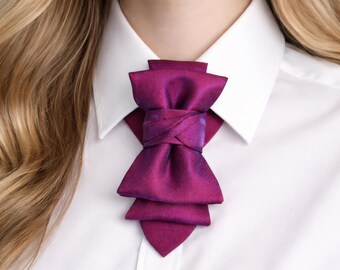 Purple Sculptural Women’s Necktie – Handmade Statement Neck Accessory, Elegant Modern Bow Tie for Dresses
