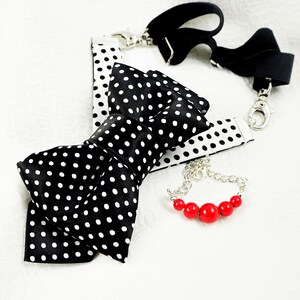 Spotted tie for women, White Bow Tie, Polka dot Necktie, Multi functional tie Stylish Neckwear For Women image 8