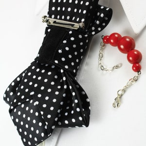 Spotted tie for women, White Bow Tie, Polka dot Necktie, Multi functional tie Stylish Neckwear For Women image 9