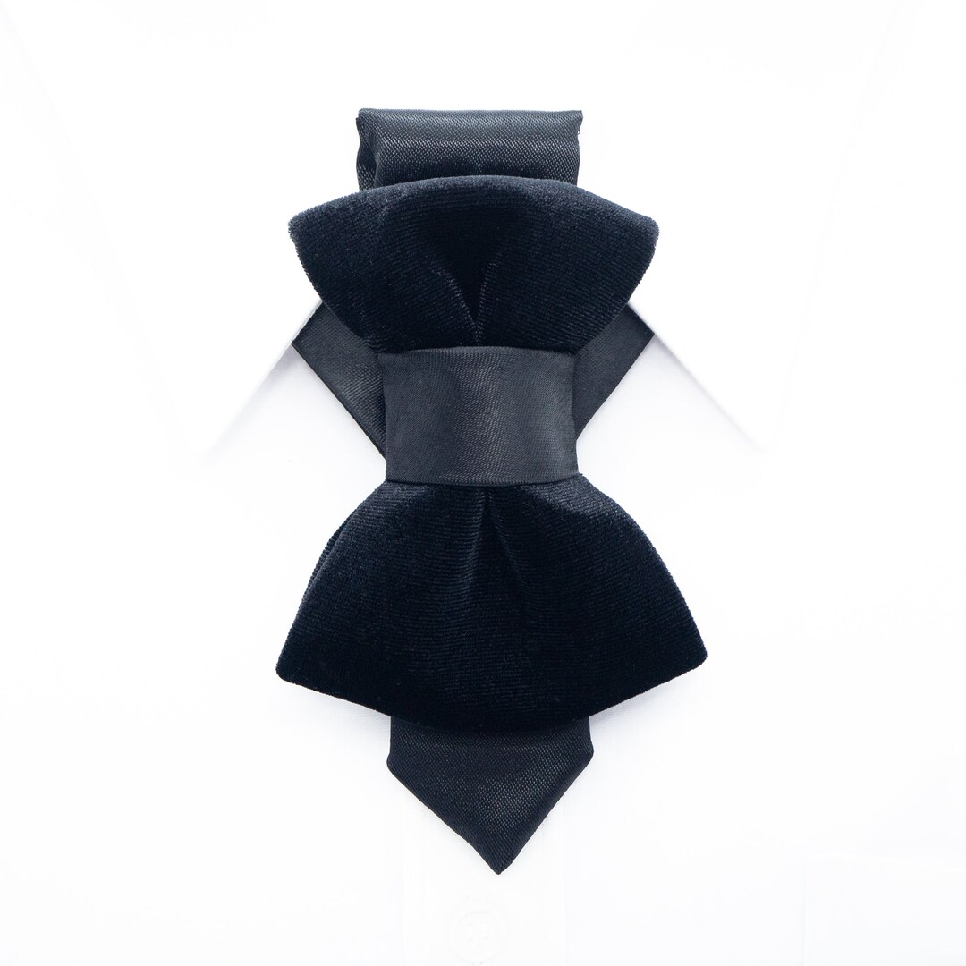 Black Velvet Bow Tie Reinvented, Unique Design Black Velvet Tie for Men