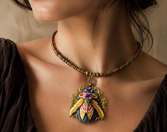 Hand-Painted Art Necklace – Wearable Miniature Oil Painting, One-of-a-Kind