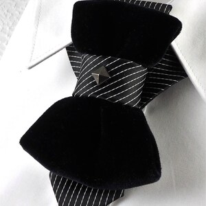 Unique black necktie, Wedding bow tie, Attention magnet black cravat, Black unisex tie