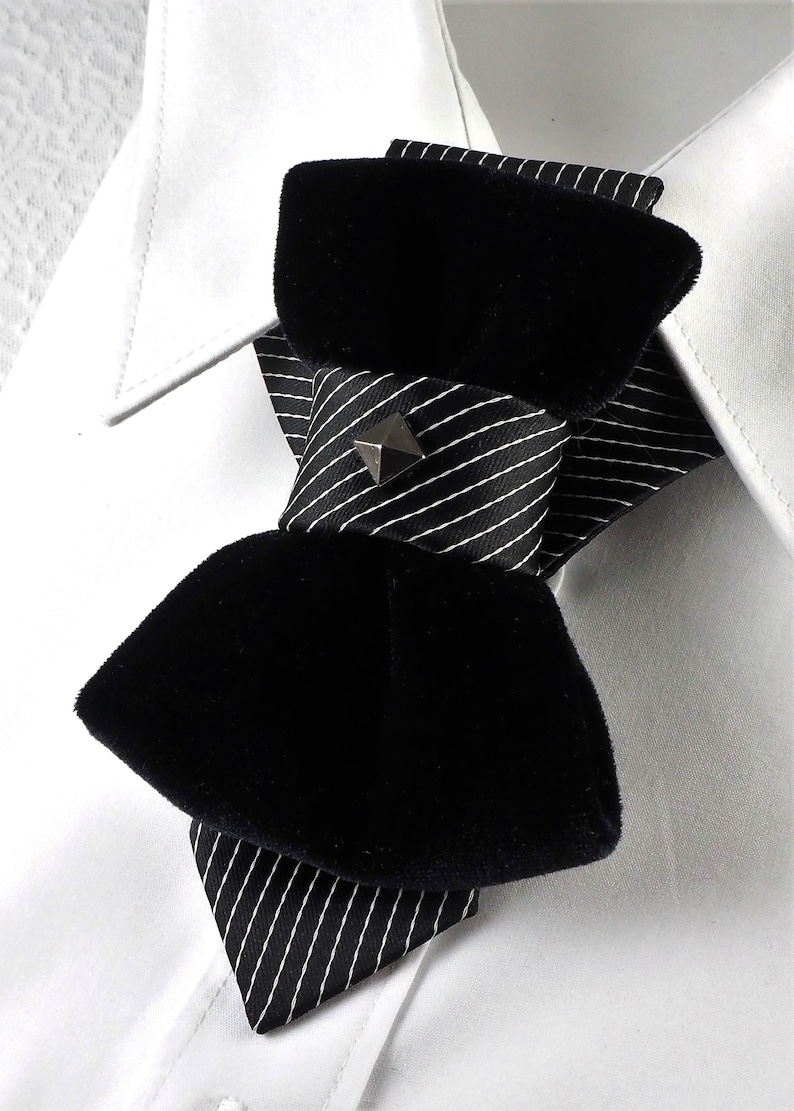 Unique black necktie, Wedding bow tie, Attention magnet black cravat, Black unisex tie