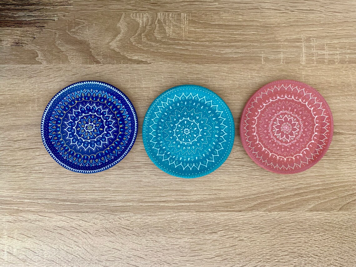 Handmade Air Dry Clay Ceramic Trinket Floral Mehndi Jewellery Etsy UK