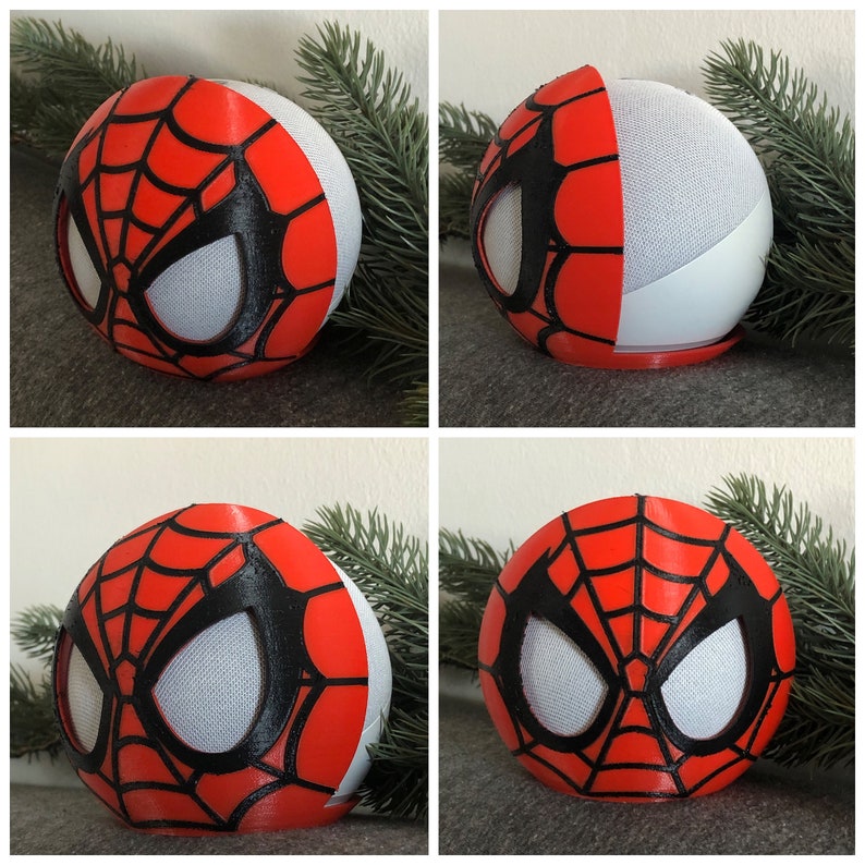 Amazon Echo Dot 4th Gen Stand Holder Spider-Man inspired accessory, home decor, smart home, gift, super hero, no way home image 1