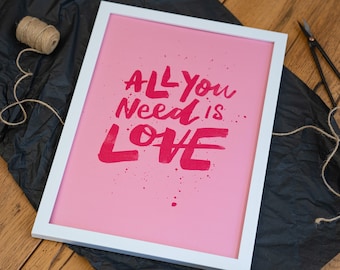 All You Need Is Love Print - The Beatles - Beatles Lyrics - From Magical  Mystery Tour Album - Beatles Gift - Beatles Gift - Beatles Quotes
