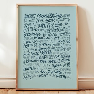 Imagine Dragons - Next To Me, Hand Lettering Wall Art, Birthday Gift, Imagine Dragons Poster, Song Lyrics Print, Lyric Print