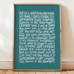Dancing in the Moonlight, Toploader Poster, Songtexte Wandkunst, Musik Poster, Geschenk für Freunde, gerahmter Songtext, Lyrikerdruck