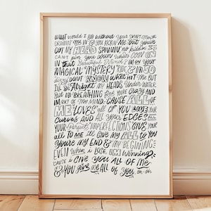 All of Me - John Legend, Song Lyrics Wall Art, Valentines Gift, Anniversary Gift, Wedding Gift, First Dance Song Lyrics, Music Poster